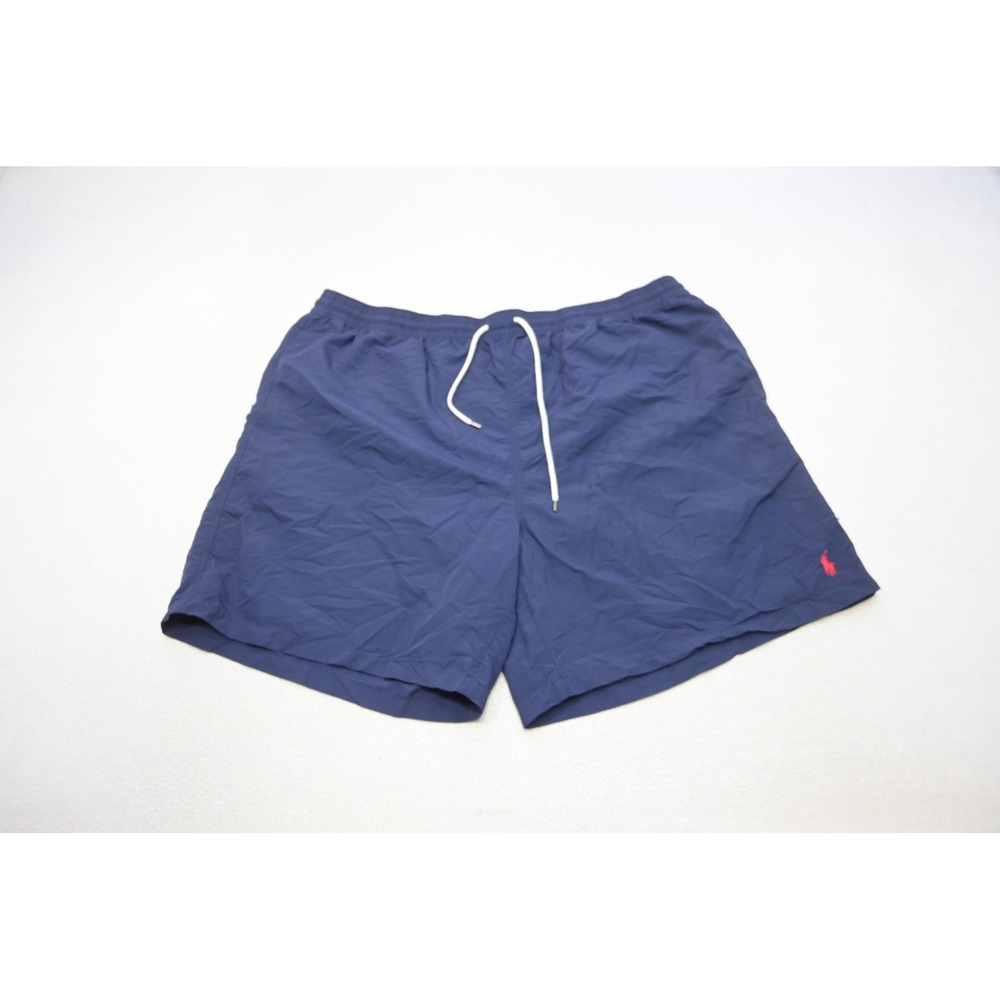 Polo Ralph Lauren Swim Trunks Men 3XLT Navy Blue Red Pony Logo Excellent